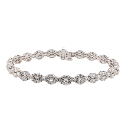 8.18 CTTW Marquise Lab-Grown Diamond Tennis Bracelet in 14K White Gold, 7"