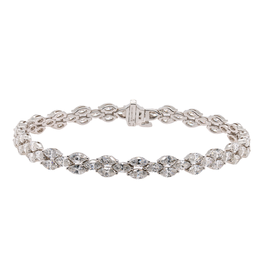 8.18 CTTW Marquise Lab-Grown Diamond Tennis Bracelet in 14K White Gold, 7"