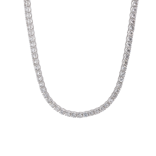 4.8 CTTW Round Lab-Grown Diamond Tennis Necklace in 14K White Gold, 16.5"