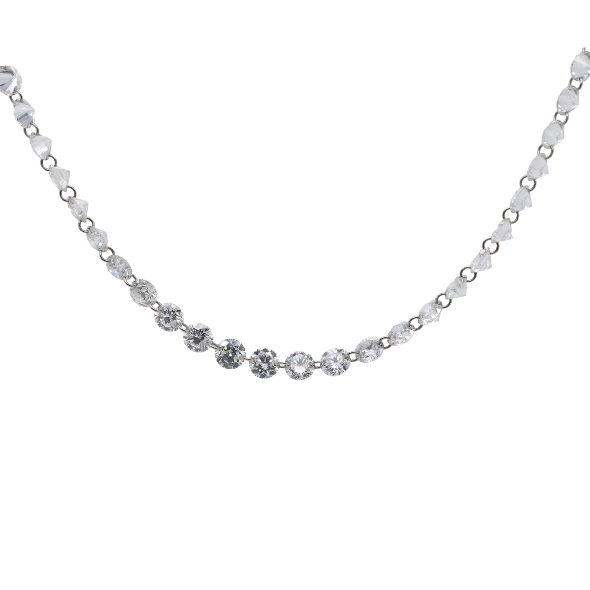 16.9 CTTW Round Lab-Grown Diamond Necklace in 14K White Gold, 16"
