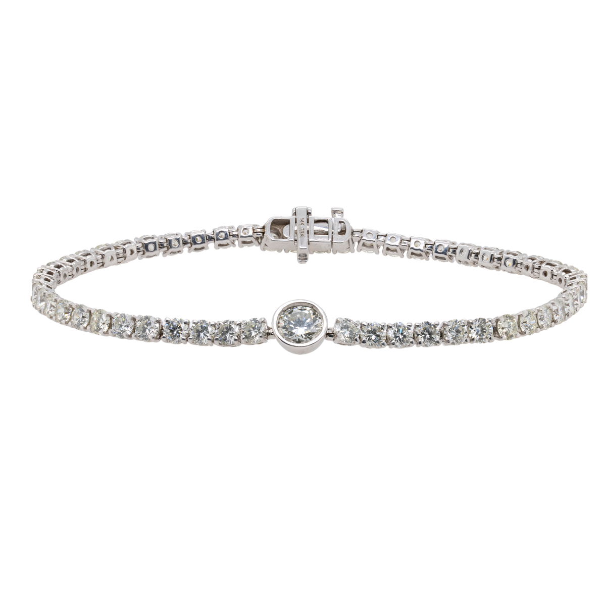 6.09 CTTW Round Natural Diamond Tennis Bracelet in 14K White Gold, 7"