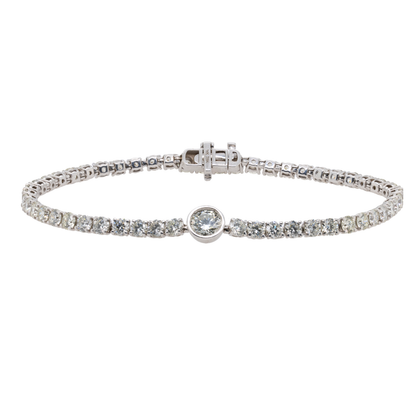 6.09 CTTW Round Natural Diamond Tennis Bracelet in 14K White Gold, 7"