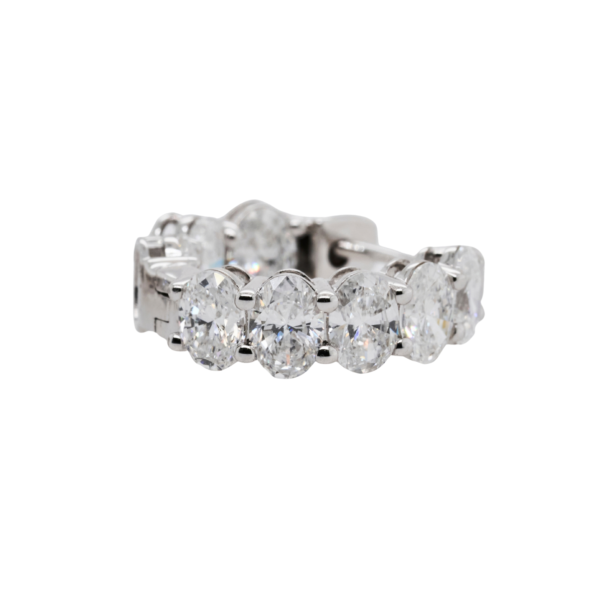 14K White Gold Oval Lab-Grown Diamond Huggie Earrings, 3.1 CTTW