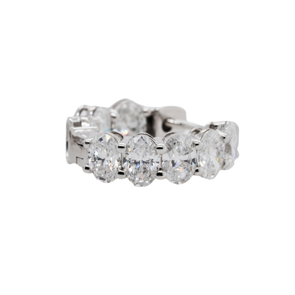 14K White Gold Oval Lab-Grown Diamond Huggie Earrings, 3.1 CTTW