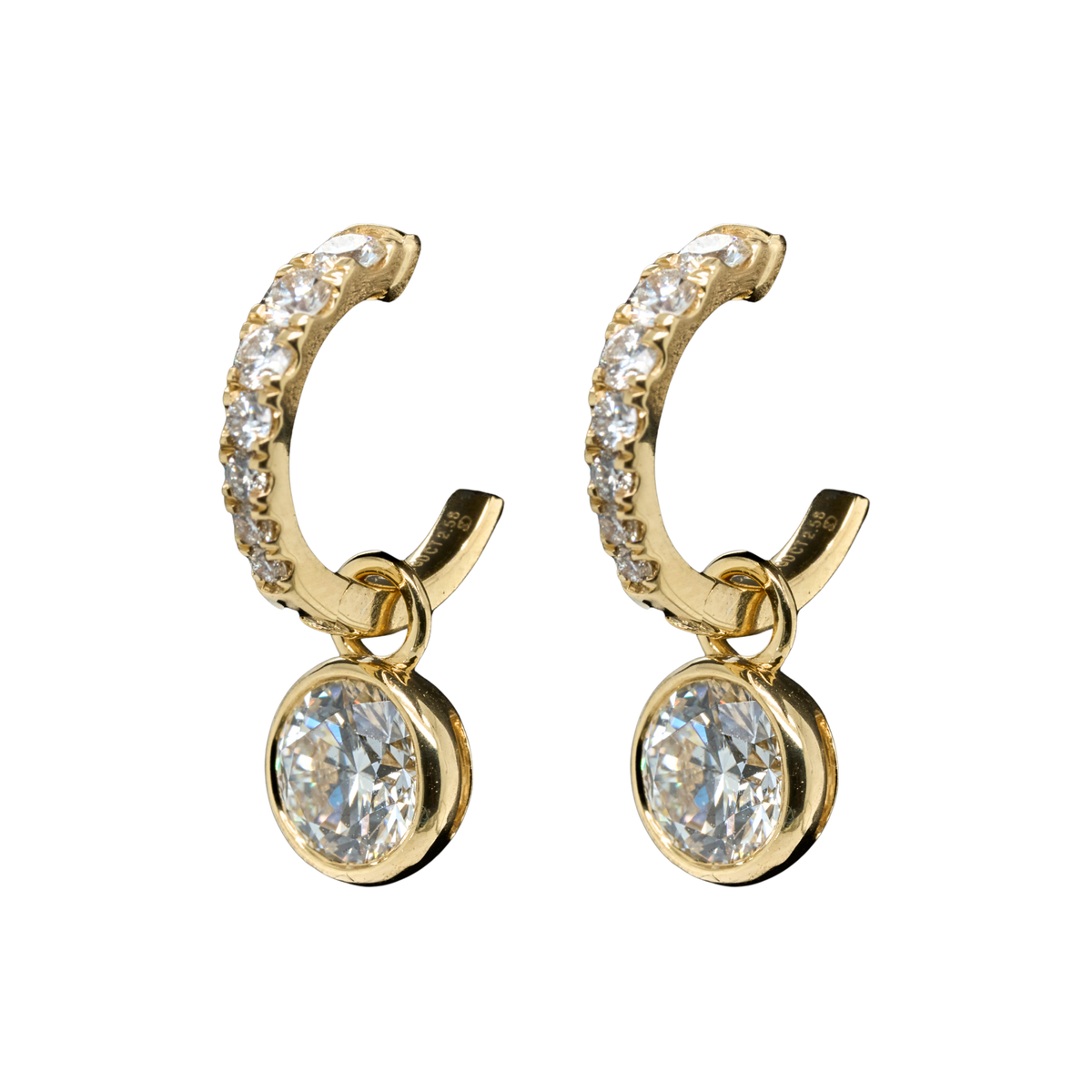 14K Yellow Gold Round Lab-Grown Diamond Hoop Earrings, 2.56 CTTW