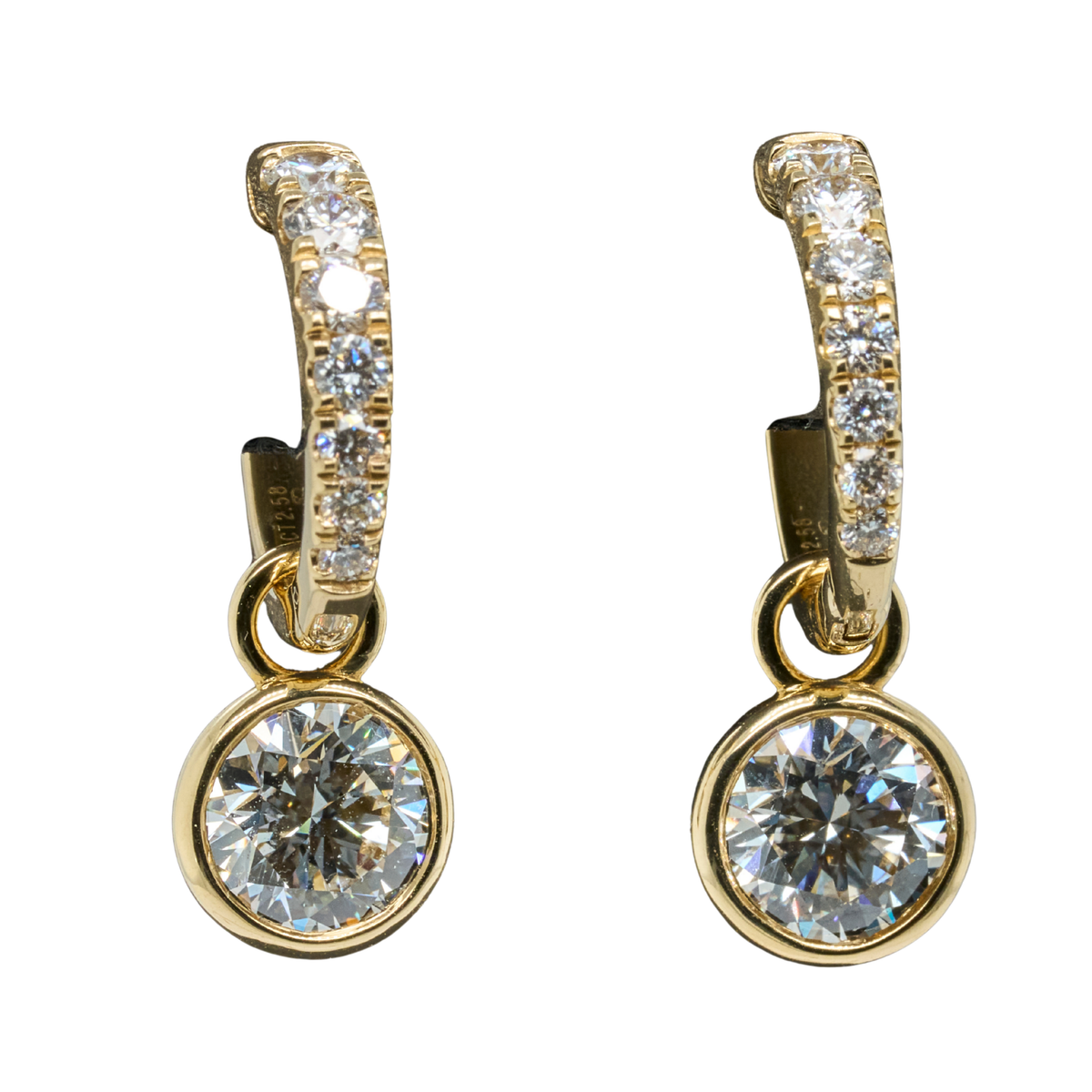 14K Yellow Gold Round Lab-Grown Diamond Hoop Earrings, 2.56 CTTW