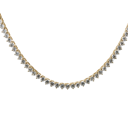 10.00 CTTW Round Lab-Grown Diamond Tennis Necklace in 14K Yellow Gold, 16"