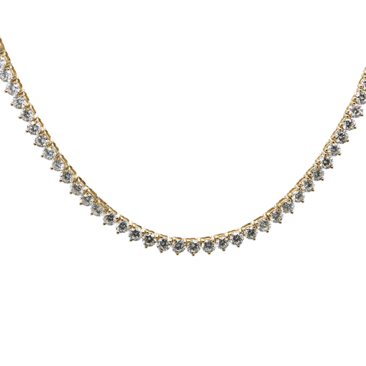 10.00 CTTW Round Lab-Grown Diamond Tennis Necklace in 14K Yellow Gold, 16"