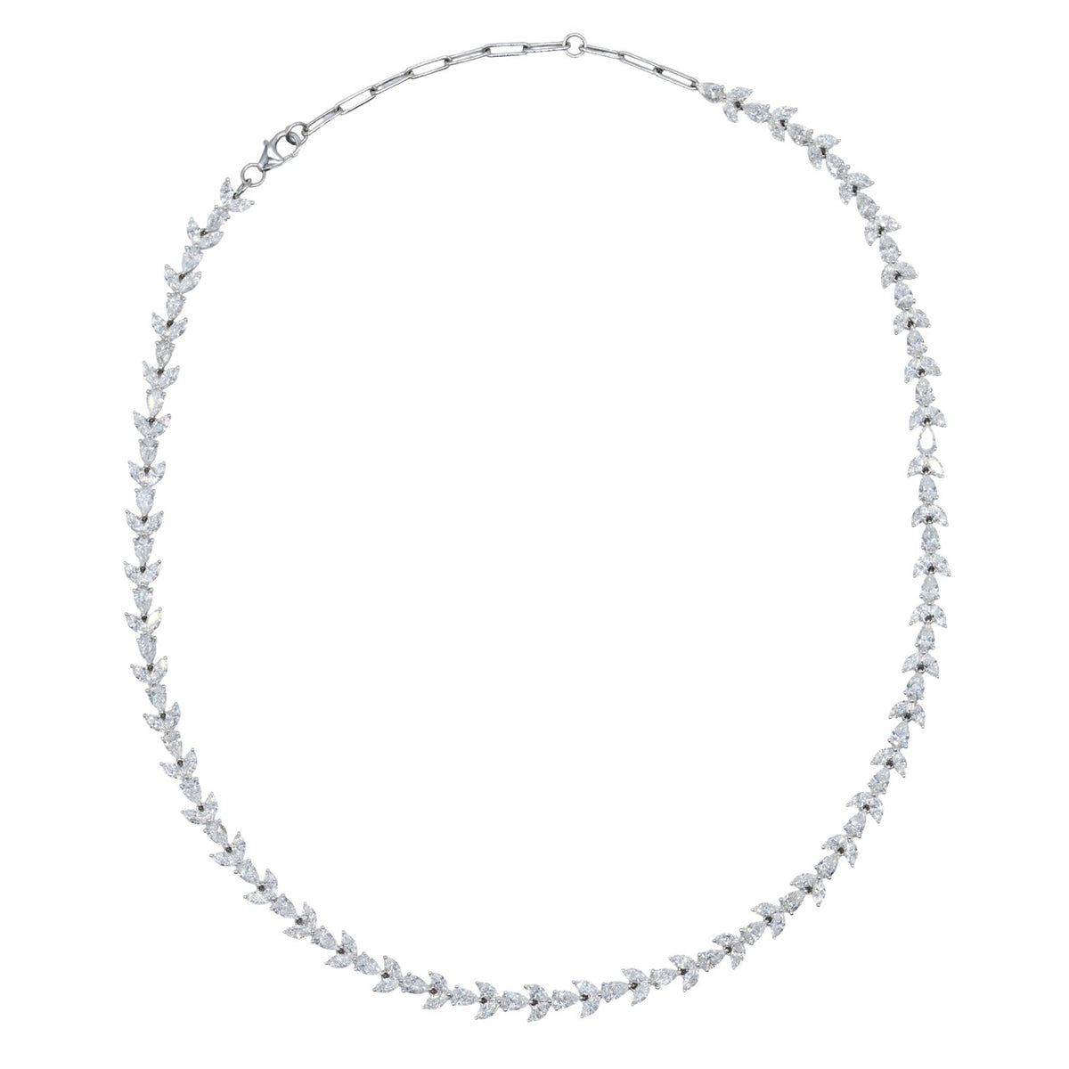 11.97 CTTW Marquise Lab-Grown Diamond Tennis Necklace in 14K White Gold, 17"