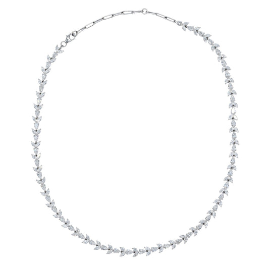 11.97 CTTW Marquise Lab-Grown Diamond Tennis Necklace in 14K White Gold, 17"