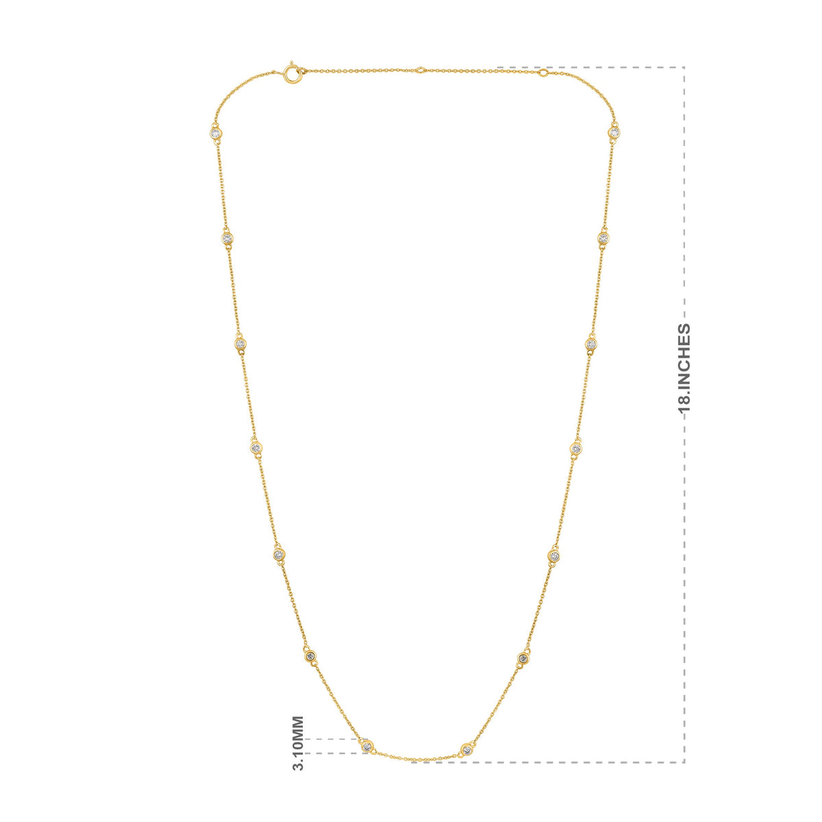 14K Gold 0.5ct Natural Diamond 3.1mm Bezel Chain By Yard Station Necklace