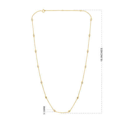 14K Gold 0.5ct Natural Diamond 3.1mm Bezel Chain By Yard Station Necklace