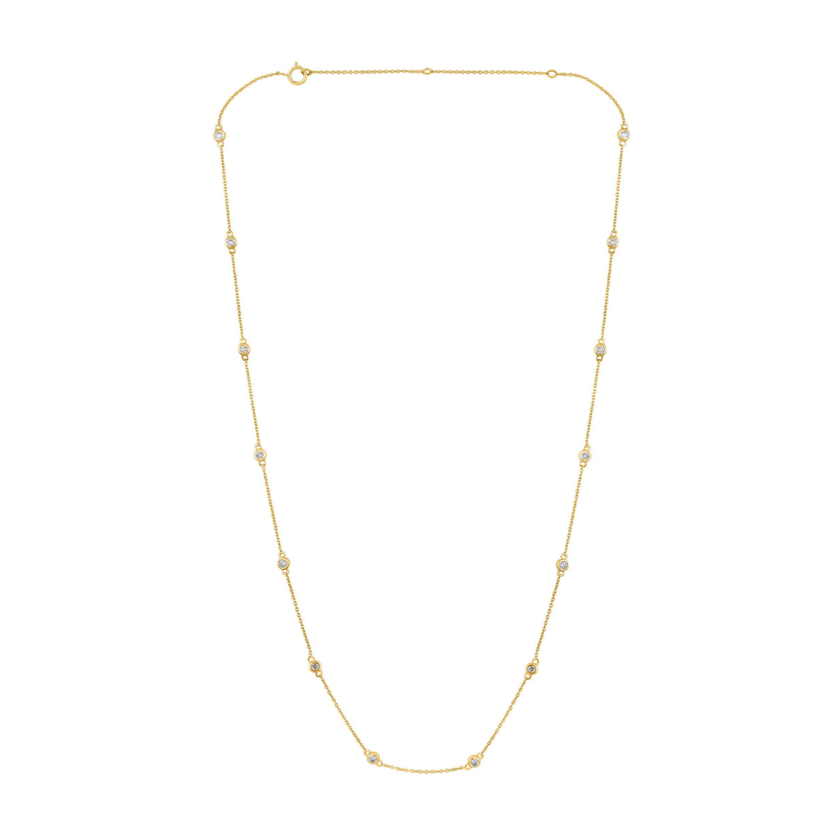14K Gold 0.5ct Natural Diamond 3.1mm Bezel Chain By Yard Station Necklace