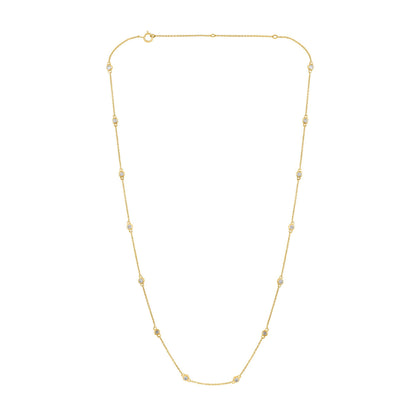 14K Gold 0.5ct Natural Diamond 3.1mm Bezel Chain By Yard Station Necklace