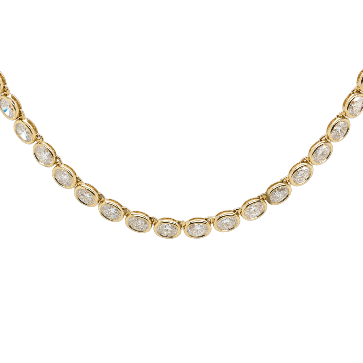 10.16 CTTW Oval Lab-Grown Diamond Tennis Necklace in 14K Yellow Gold, 16.5"