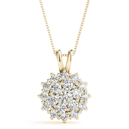 14K Yellow Gold Diamond Cluster Fashion Pendant