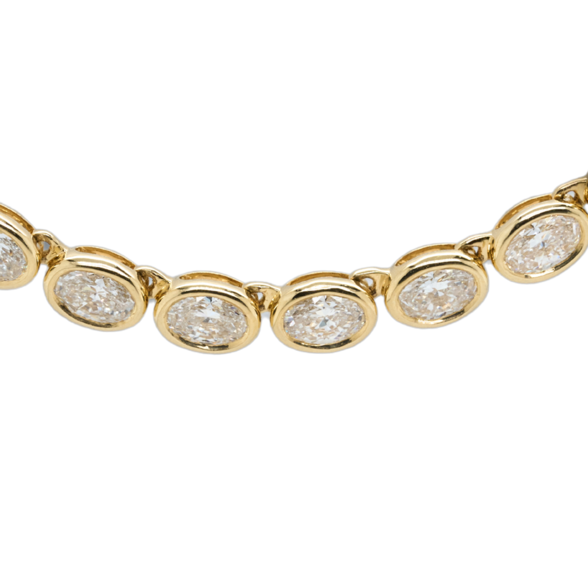 10.16 CTTW Oval Lab-Grown Diamond Tennis Necklace in 14K Yellow Gold, 16.5"