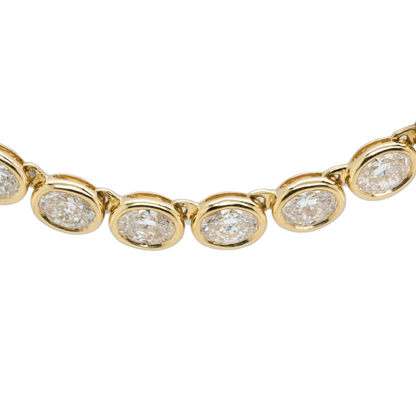 10.16 CTTW Oval Lab-Grown Diamond Tennis Necklace in 14K Yellow Gold, 16.5"