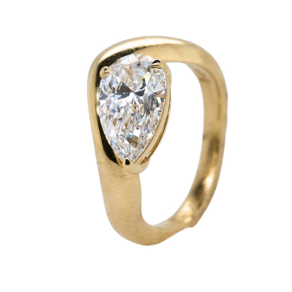 Pear Lab-Grown Diamond 3-Prong Solitaire Ring, 14K Yellow Gold, 1.53 CTTW