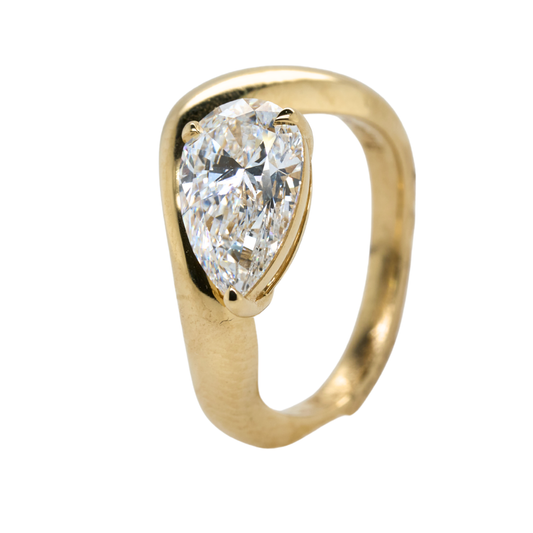 Pear Lab-Grown Diamond 3-Prong Solitaire Ring, 14K Yellow Gold, 1.53 CTTW