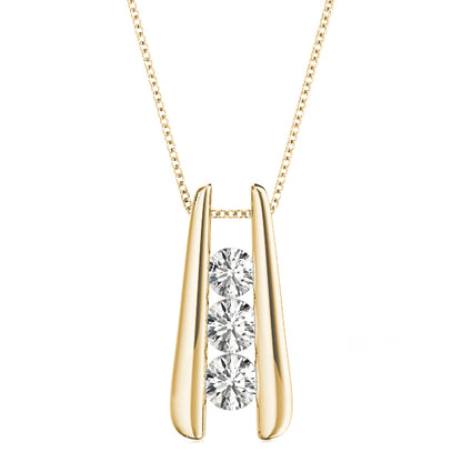 14K Yellow Gold 1 ct Diamond Three-Stone Pendant