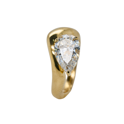 Pear Lab-Grown Diamond 3-Prong Solitaire Ring, 14K Yellow Gold, 1.53 CTTW