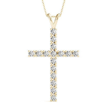 14K Yellow Gold Diamond Cross Pendant