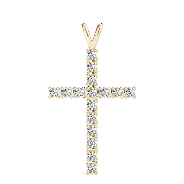 14K Yellow Gold Diamond Cross Pendant