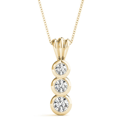 14K Yellow Gold Round Diamond Three-Stone Pendant