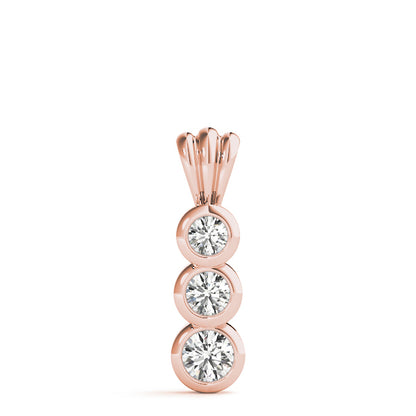 14K Rose Gold Diamond Three-Stone Pendant