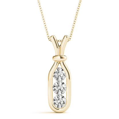14K Yellow Gold 3-Stone Diamond Pendant