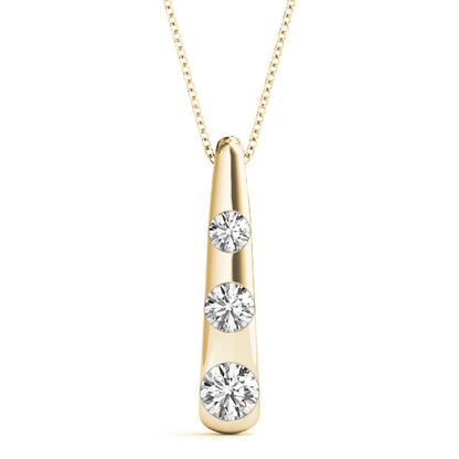 14K Yellow Gold 1/2 ct Diamond Three-Stone Pendant