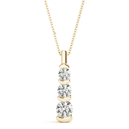 14K Yellow Gold 1 CT Diamond Three Stone Pendant