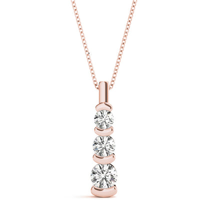 14K Rose Gold 1 ct Diamond Three-Stone Pendant
