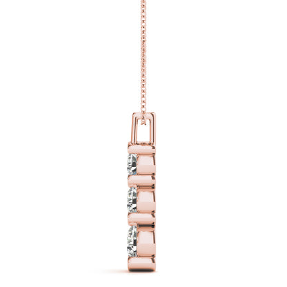 14K Rose Gold 1 ct Diamond Three-Stone Pendant