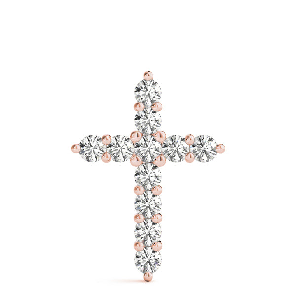 18K Rose Gold Diamond Cross Pendant
