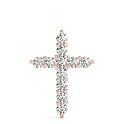 18K Rose Gold Diamond Cross Pendant