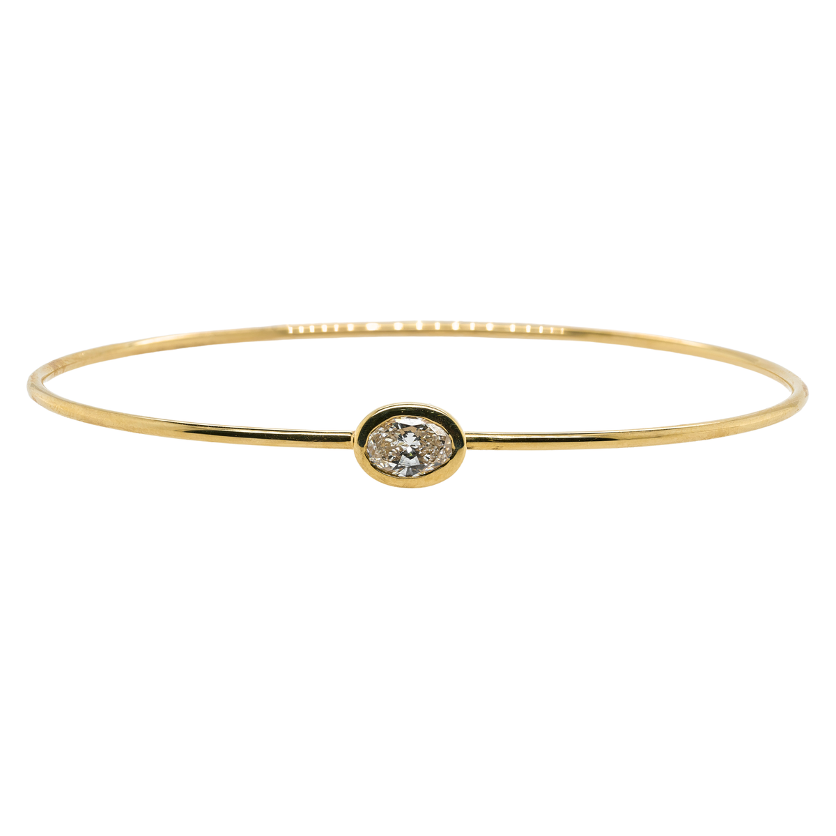 0.5 CT Oval Lab-Grown Diamond Bangle in 14K Yellow Gold, 7"