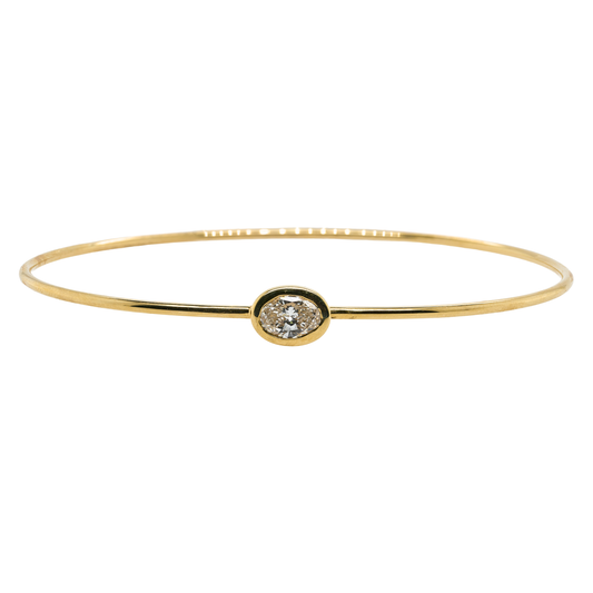 0.5 CT Oval Lab-Grown Diamond Bangle in 14K Yellow Gold, 7"