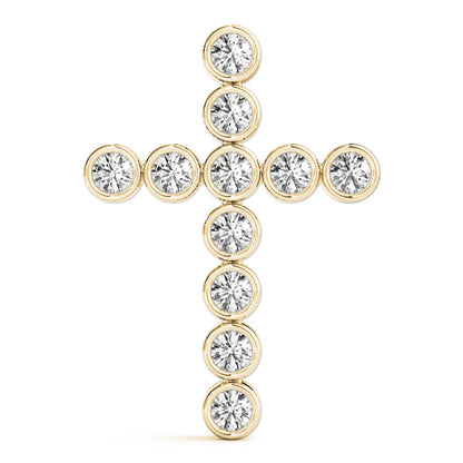 14K Yellow Gold Diamond Cross Pendant
