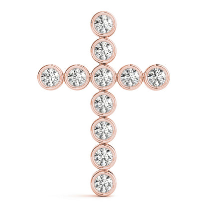 14K Rose Gold Diamond Cross Pendant