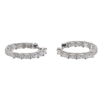 2.00 CTTW Radiant Lab-Grown Diamond Hoop Earrings in 14K White Gold