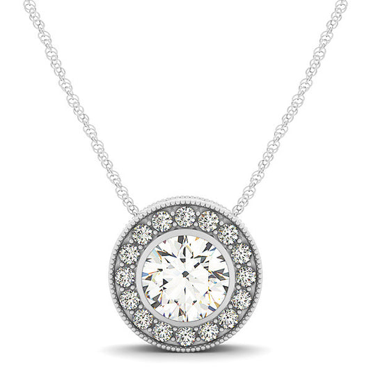 Multi-Diamond Round Halo Pendant