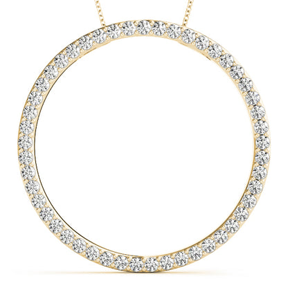14K Yellow Gold Round Diamond Circle Pendant