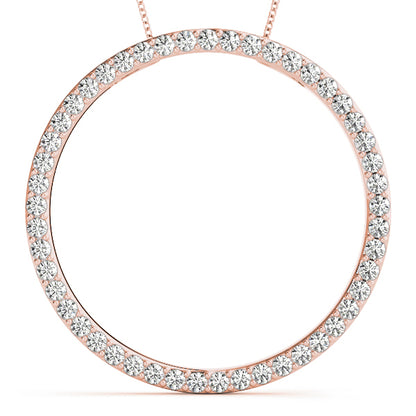 14K Rose Gold Round Diamond Circle Pendant