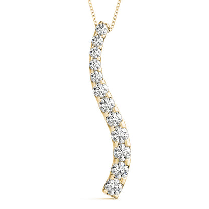 14K Yellow Gold Round Diamond Journey Pendant