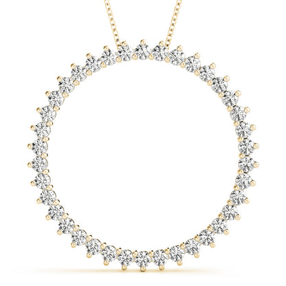 14K Yellow Gold Diamond Circle Pendant Necklace