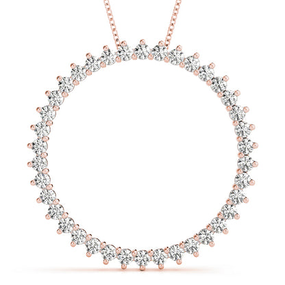 14K Rose Gold Round Diamond Circle Pendant