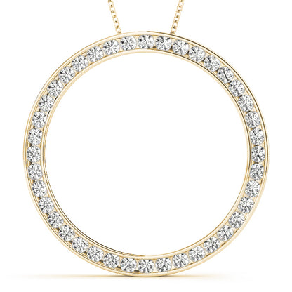 14K Yellow Gold Multi-Diamond Circle Pendant