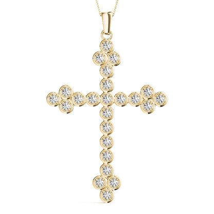 14K Yellow Gold Diamond Cross Pendant